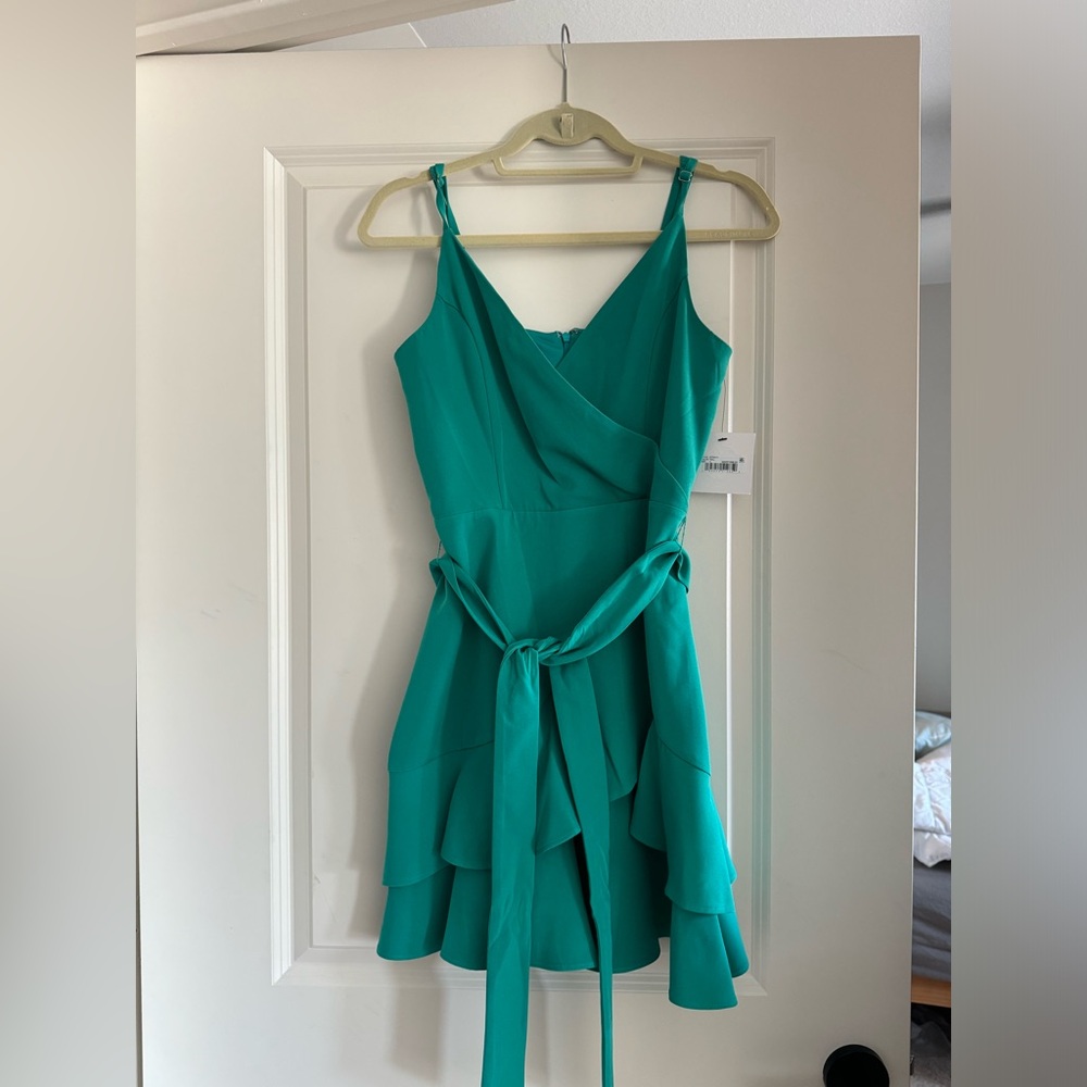 NWT Sage Collective green wrap mini dress